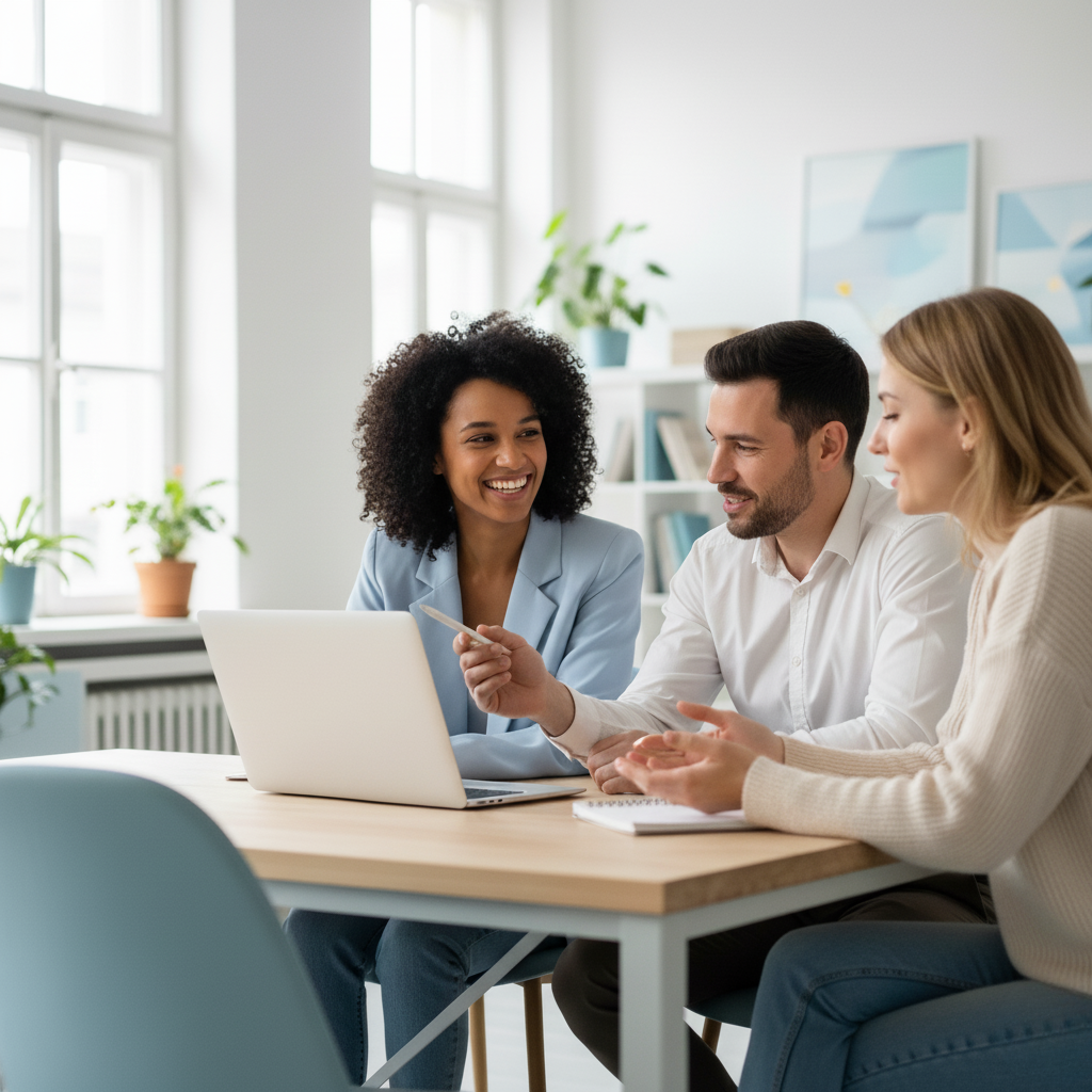 Professional team collaborating on digital marketing strategy